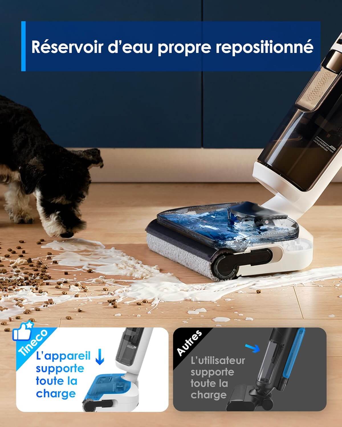 réservoir d'eau propre de l'aspirateur laveur Tineco S6